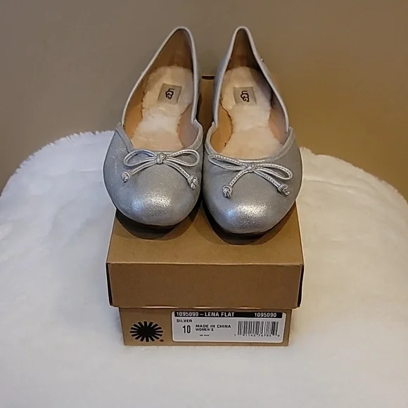 UGG Silver Lena Flats Size 10